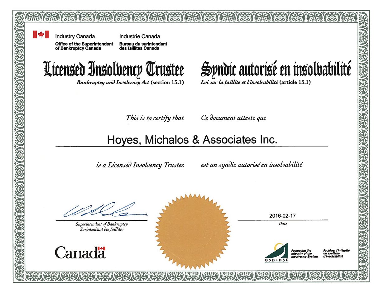 LIT Government Licensed Hoyes, Michalos & Associates Inc.